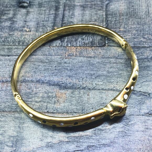 NEW Spotted Leopard Gold Bangle Bracelet - Picture 7 of 15